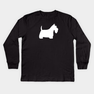 White Scottish Terrier Silhouette Scottie Dog Kids Long Sleeve T-Shirt